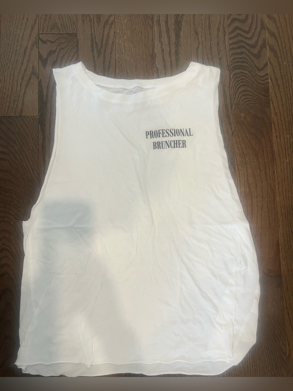 Emi Jay White Muscle Tee "Professional Bruncher"